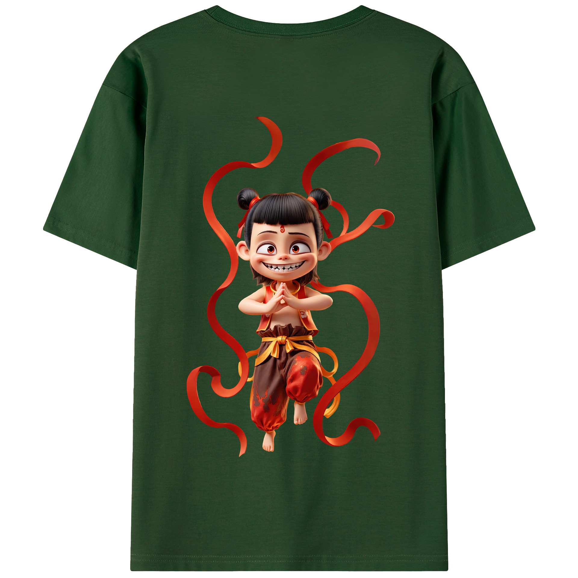 （画像用） Ne Zha 2 ナタ 魔童の大暴れ 綿100％半袖Tシャツ（背面プリント）